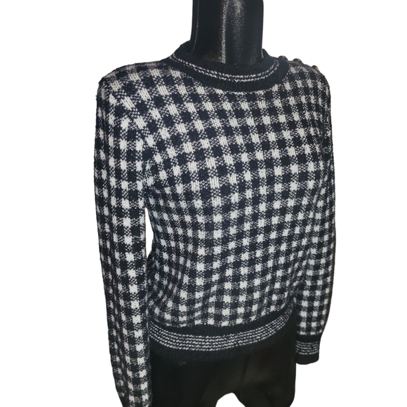 Philosophy Black & White Plaid Check Sweater M - Picture 3 of 7
